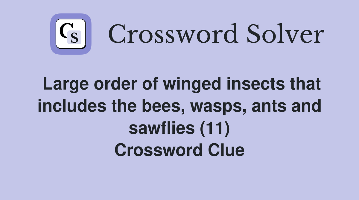 Large order of winged insects that includes the bees, wasps, ants and